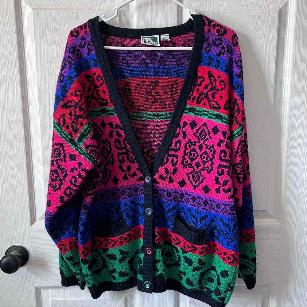 Vintage In The Park Colorful Cardigan Size Small